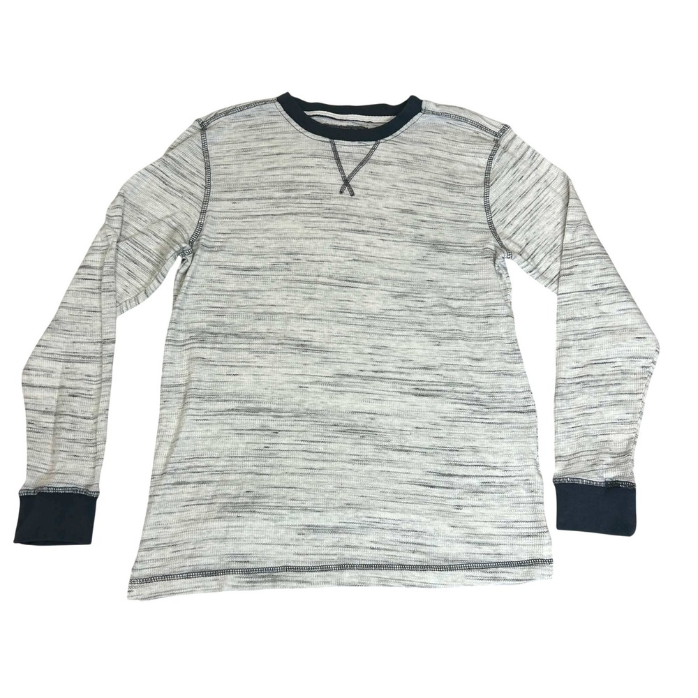Company Eighty One Mens Large Thermal Shirt Space Dye Grey Waffle Knit Pullover